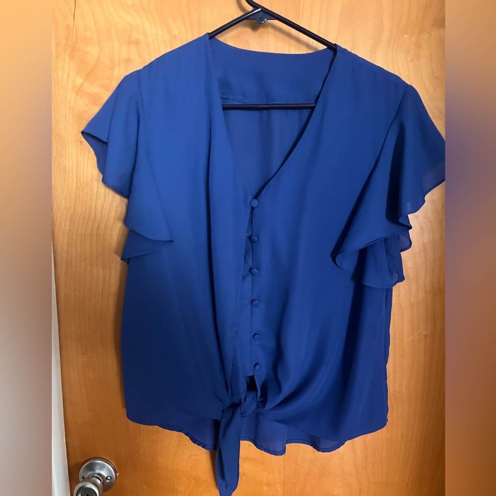 Amazon button blouse with front tie.